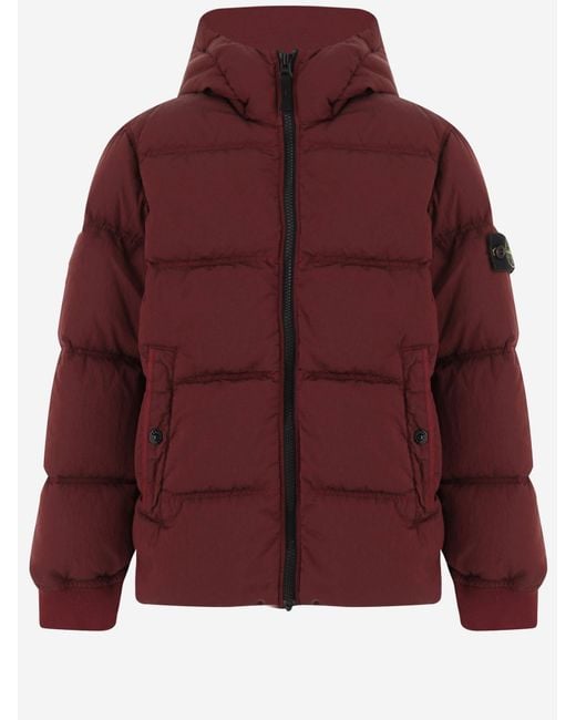 Stone Island Red Down Jacket Polyamide