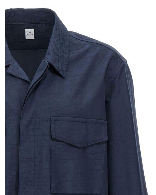 Berluti Blue 'Scritto' Overshirt for men