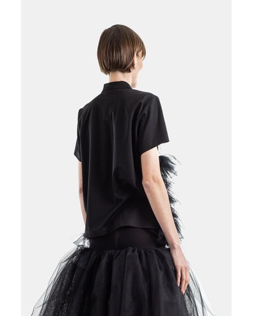 Noir Kei Ninomiya Black Tulle Ruffled Polo Shirt T-Shirts And Polos