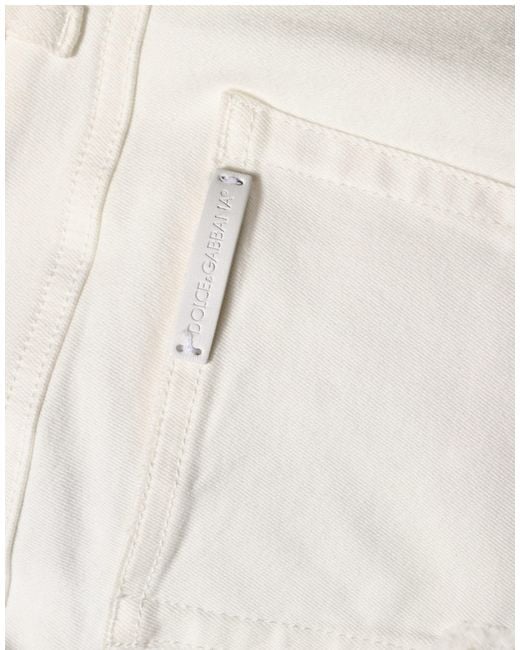 Dolce & Gabbana Natural Tattered Skinny Cotton Denim Jeans Elastane Clothing