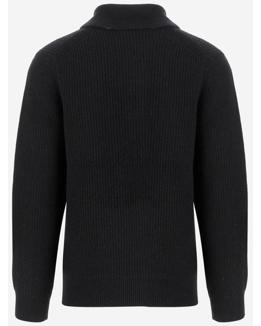 Vince Black Wool And Cashmere Sweater With Shawl Collar for men