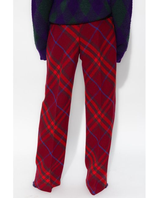 Burberry Red Checked Trousers