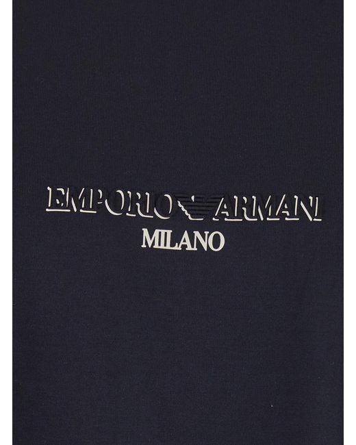 Emporio Armani Blue T-Shirt Cotton Lyocell T-Shirts for men