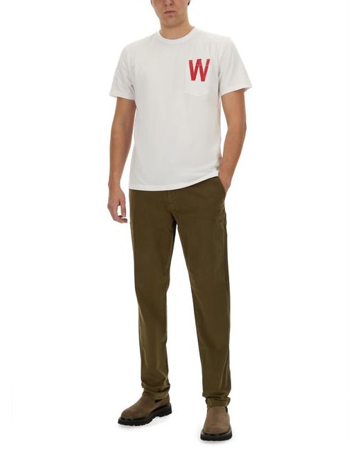 Woolrich White T-Shirt With Logo for men