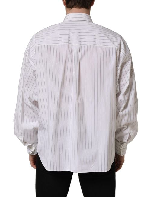 Dolce & Gabbana Gray Stripes Cotton Formal Dress Shirt for men