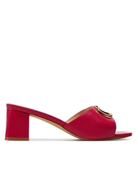 Twin Set Red Leather Sandals With Oval T