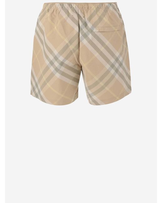 Burberry Natural Nylon Swimsuit With Check Pattern for men