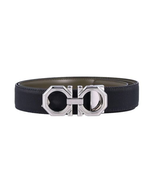 Ferragamo Reversible And Adjustable Gancini Belt in Black for Men