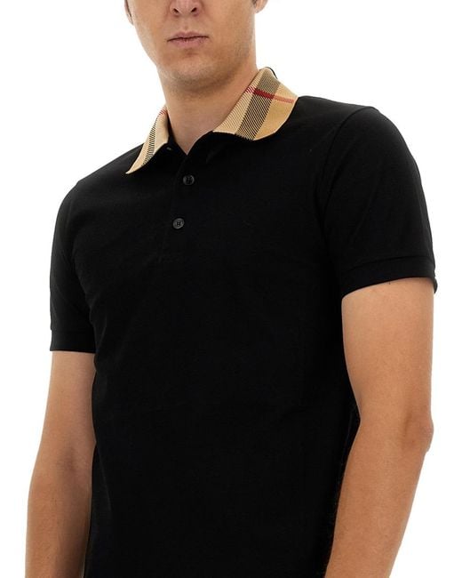 Burberry Black Cotton Polo T-Shirts for men