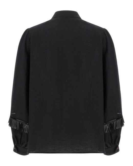Kiton Black Fringed Shirt