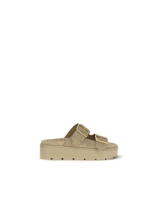 Prada Natural Calf Leather Bos Taurus Platform Sandals