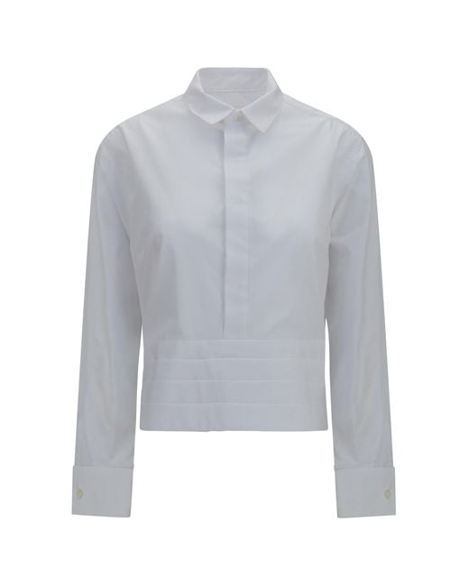 Sacai Blue Shirt Cotton Poplin With Belt