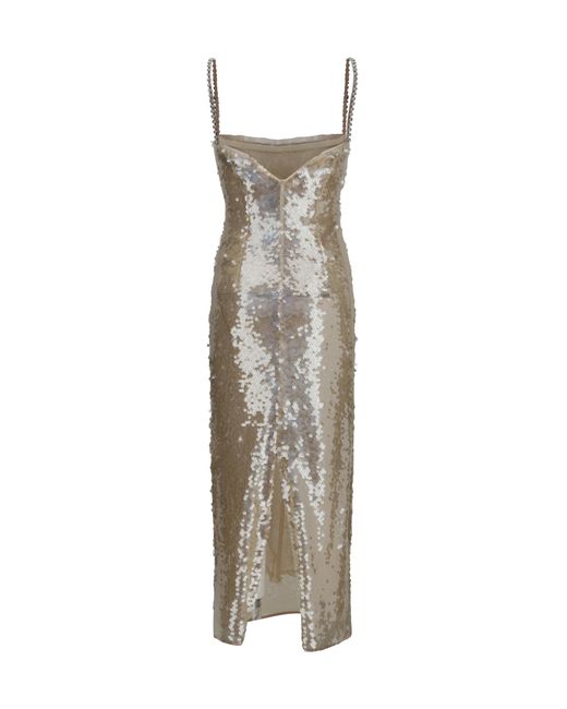 Nissa White Midi Sequin Dress Nylon