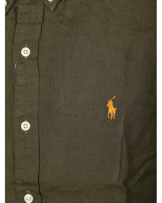 Polo Ralph Lauren Green Logo Embroidered Buttoned Shirt for men