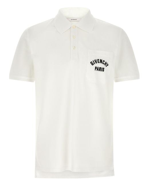 Givenchy White Pocket Embroidery Polo Shirt for men