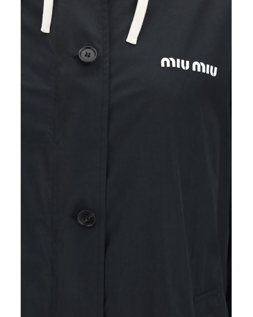 Miu Miu Blue Single-Breasted Peacoat Cotton Shirt