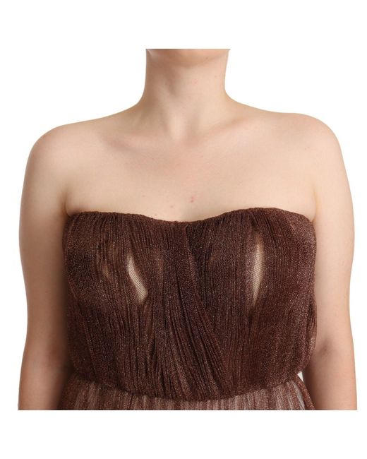 Dolce & Gabbana Brown Elegant Metallic Bronze Long Gown