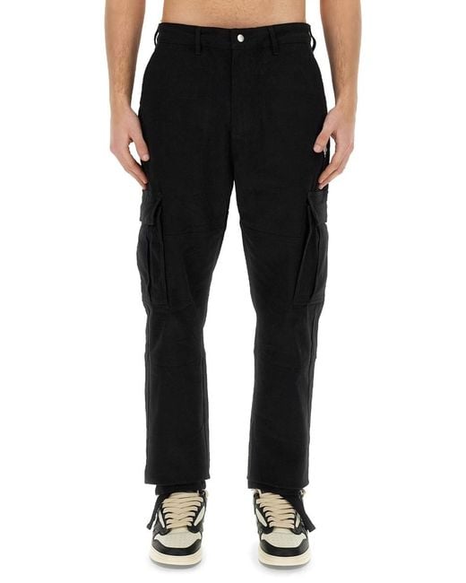 Marcelo Burlon Black Cargo Pants Cotton Trousers for men