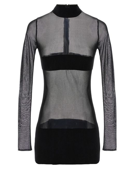 Monot Black Transparent Knit Mini Dress Dresses