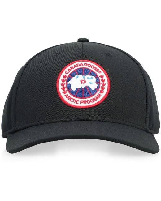 Canada Goose Black Arctic Disc Logo Baseball Cap Polyester Hat for men