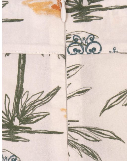 Amotea White Cotton Guia Shorts With Leopard Print