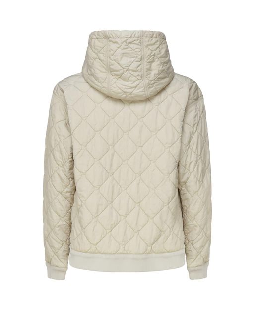 Burberry White Quilted Sweatshirt With Hood And Drawstring for men