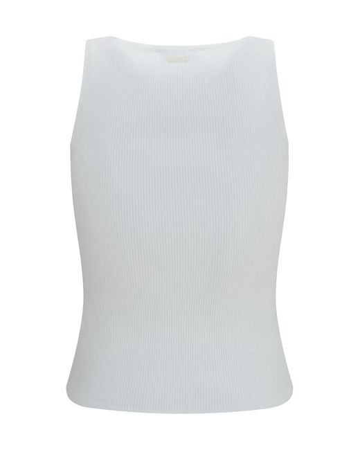 Max Mara White Ribbed Jersey Tank Top Viscose; Polyester