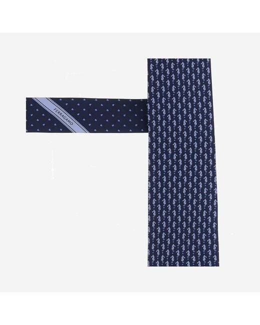Ferragamo Blue Silk Tie Ties & Bow for men