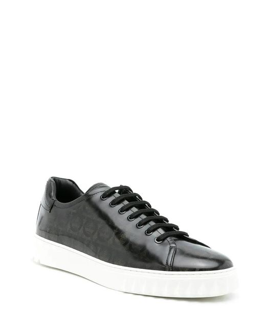 Ferragamo Black Ferragamo Cube Gancini-Print Sneakers for men