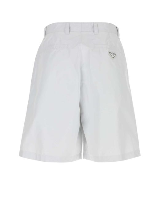 Prada White Nylon Blend Bermuda Shorts for men