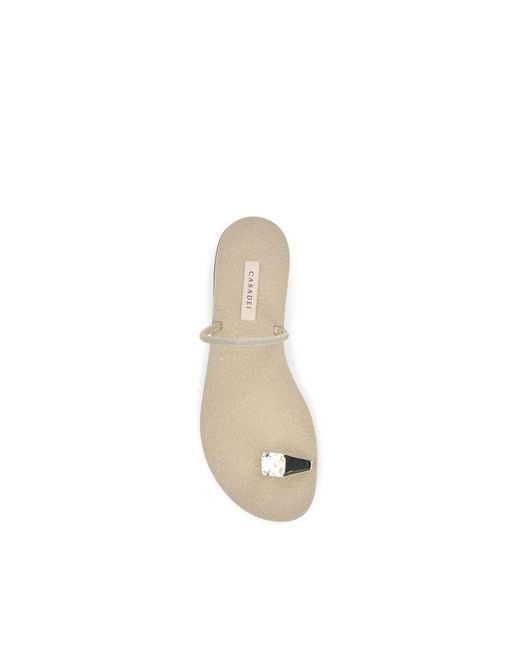 Casadei Natural Calf Leather Bos Taurus Flat Sandals