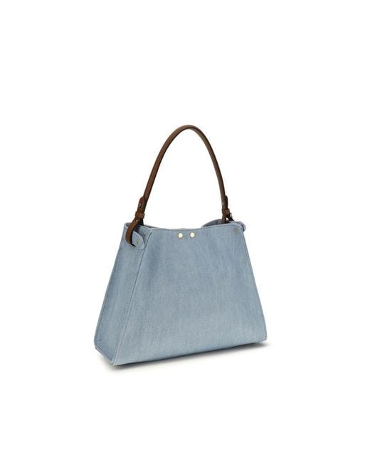Fendi Blue Cotton Handbag Bag