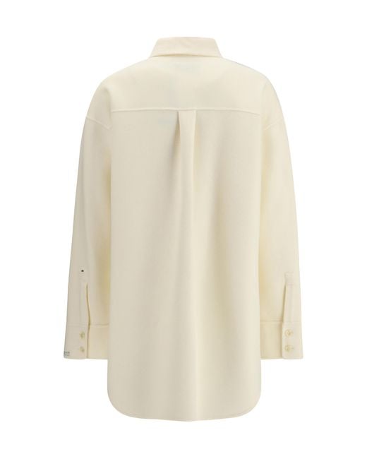 Max Mara White Oversized Riber Wool Shirt