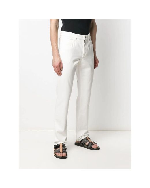 Ferragamo White Ferragamo 5 Pocket Trousers for men