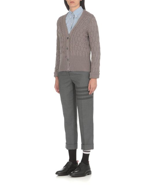 Thom Browne Brown Crisscross Cable Stitch Cardigan