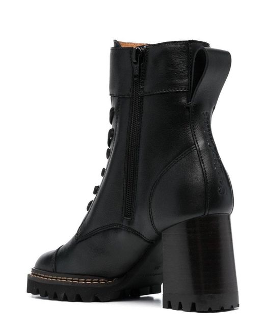 See By Chloé Black 'mallory' Heeled Ankle Boots,