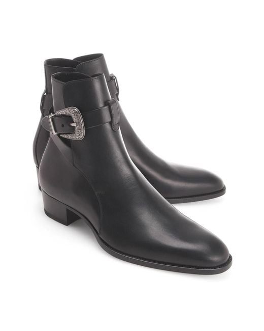 Saint Laurent Black Leather Ankle Boots for men