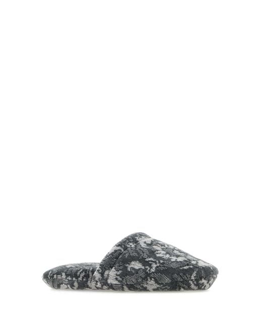Versace Gray Printed Cotton Blend Slippers