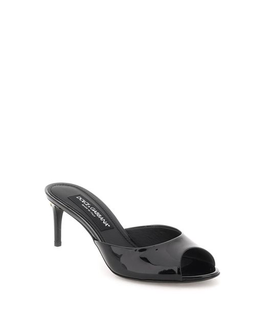 Dolce & Gabbana Black Patent Leather Mules