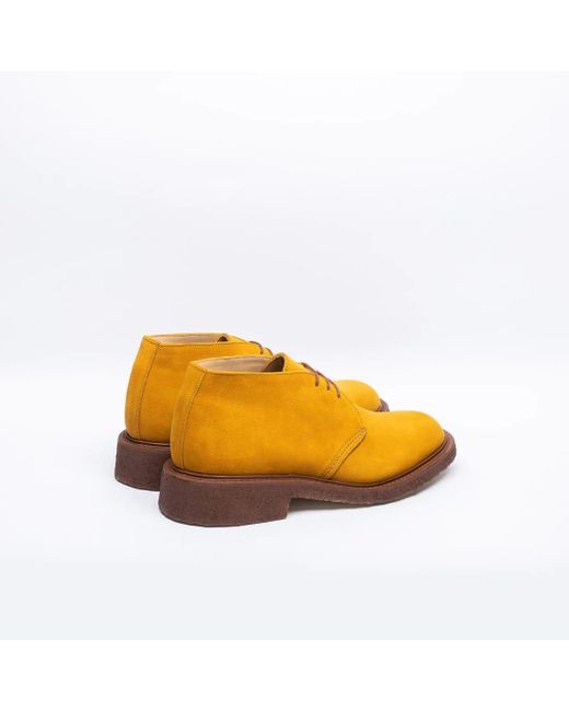 Tricker's Yellow Winston Suede Ankle Boot Suede Crepe Sole for men