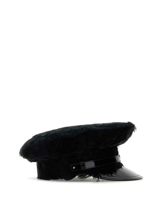 Prada Black Embellished Fabric Hat