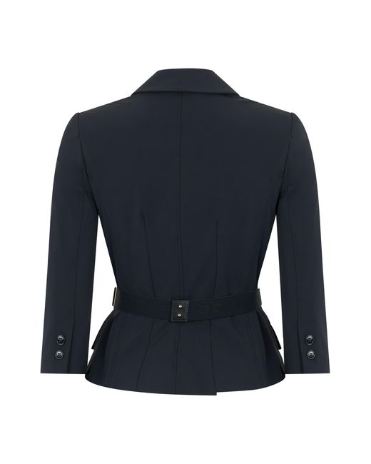 Elisabetta Franchi Blue Jacket, Stretch Fabric With Belt, Polyamide