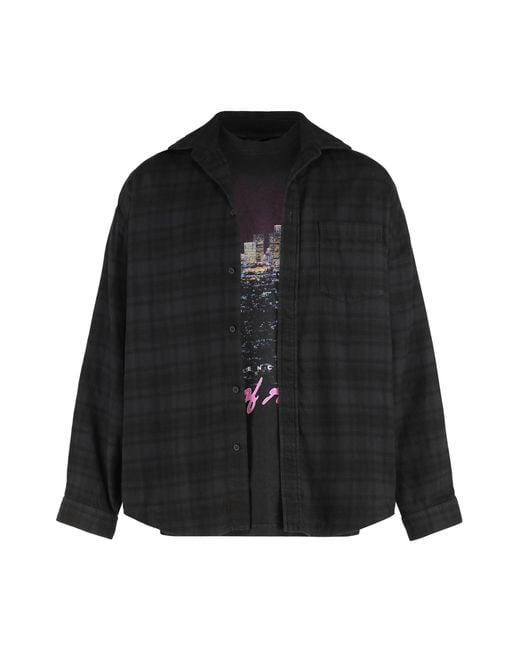 Balenciaga Black Cotton Poplin Shirt for men
