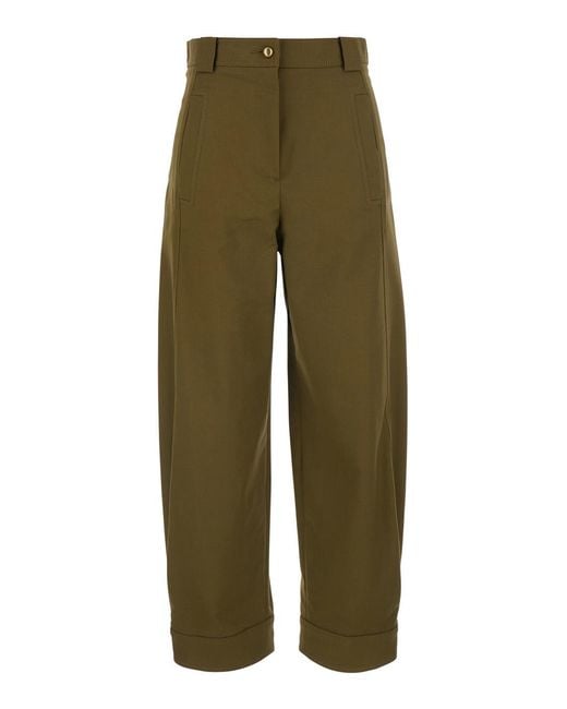 Max Mara Green Trousers Adorni Cotton