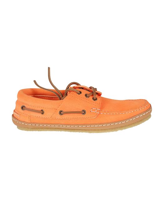 Saint Laurent Orange Ashe Leather Boat Shoes for men