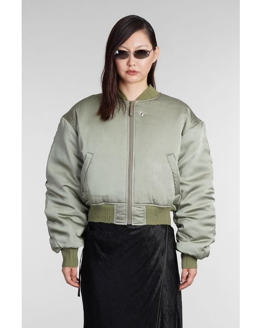 Acne Gray Bomber In Green Polyester