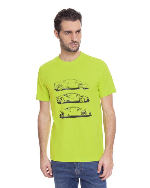 Automobili Lamborghini Cotton Hurac N Evo Rwd Multi sketch T shirt In 