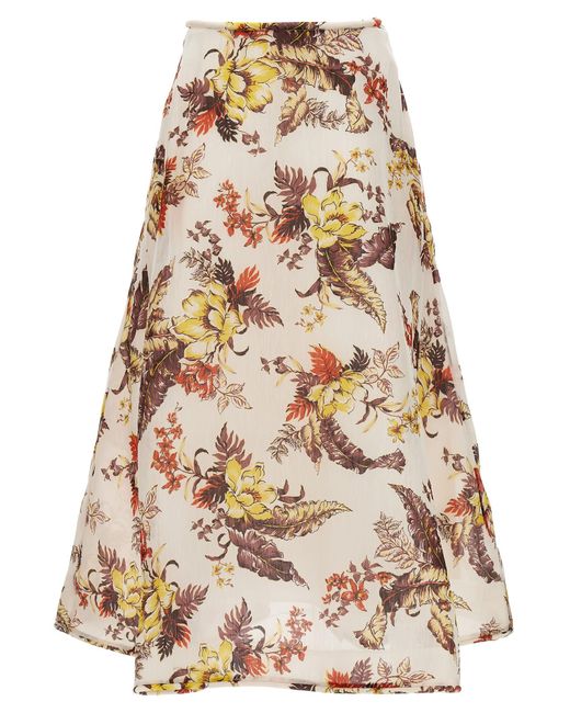 Zimmermann Natural Matchmaker Floral Flare Skirts