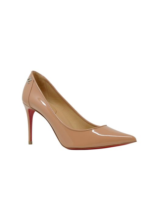 Christian Louboutin White Nude Patent Leather Sporty Kate 85 Pumps