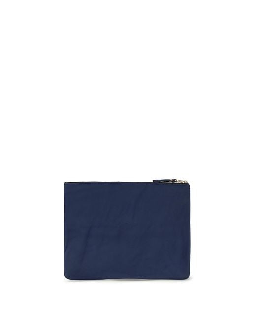Comme des Garçons Blue Vintage-Effect Leather Pouch Calf Bos Taurus Wallet for men